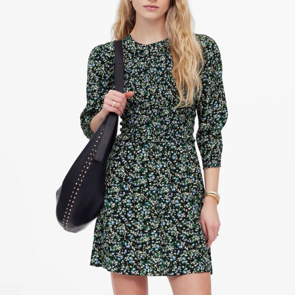 NWT!‎ MADEWELL Smocked Floral Mini Dress Size 4